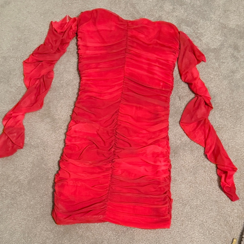 Elegant Red Ruched Dress